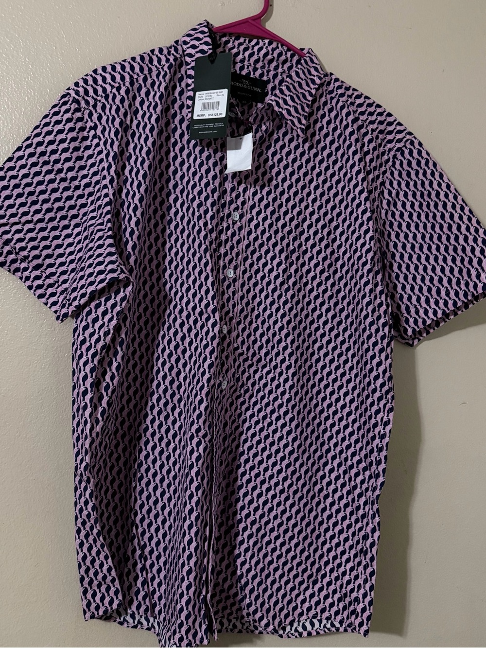 Ted Baker Pink Patterned Short-Sleeve Shirt